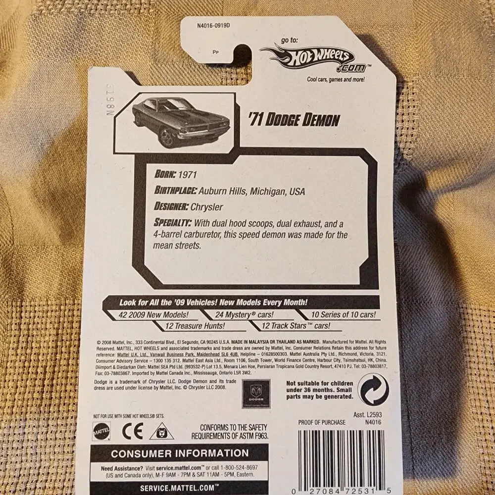 Hot Wheels ‘71 Dodge Demon 13/42 2009 New Models 013/190 Purple